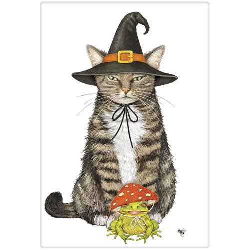 Witch Cat And Frog Bagged Towel
