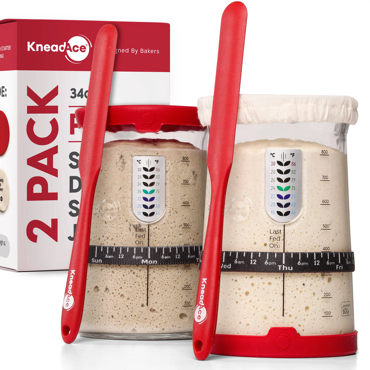 KneadAce® PRO 34 Oz Sourdough Starter Jar: Single Pack