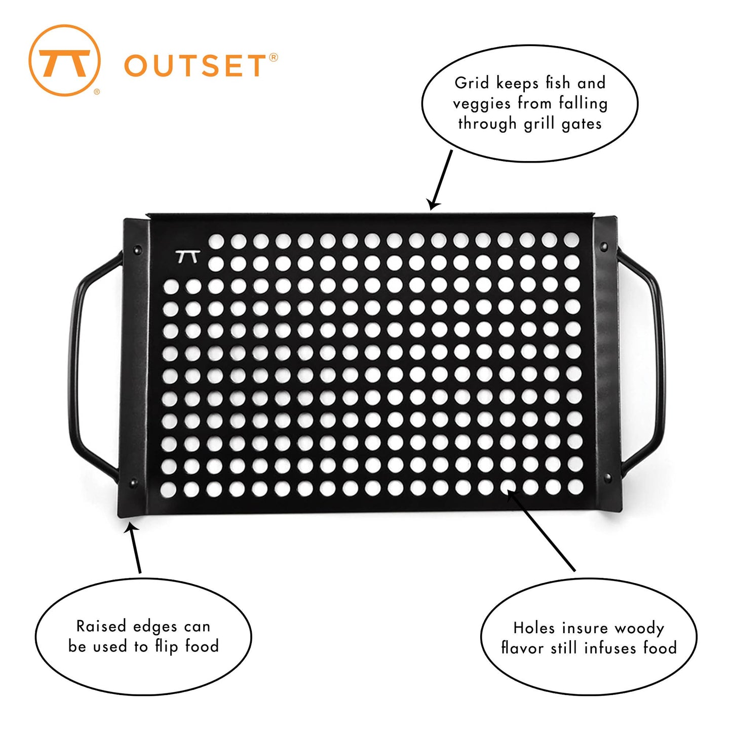 Outset Non-Stick Grilling and BBQ Grid, Set of 2, Black