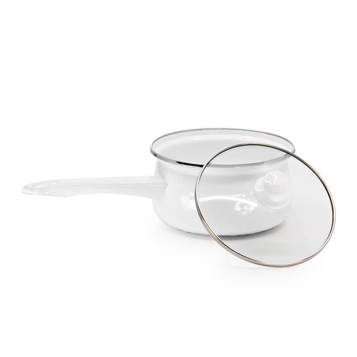 Golden Rabbit Enamelware Solid White Sauce Pan