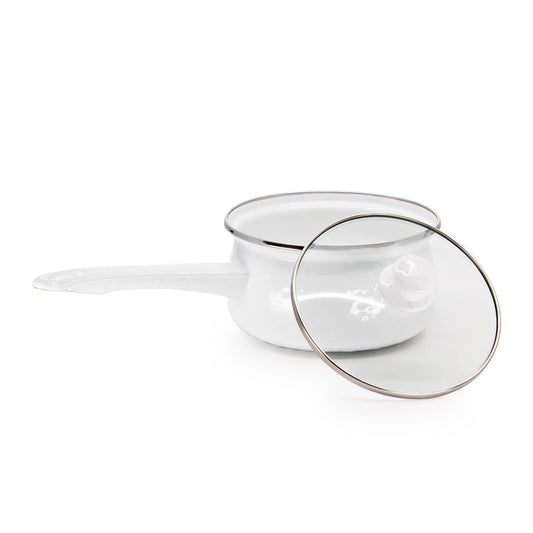 Golden Rabbit Enamelware Solid White Sauce Pan