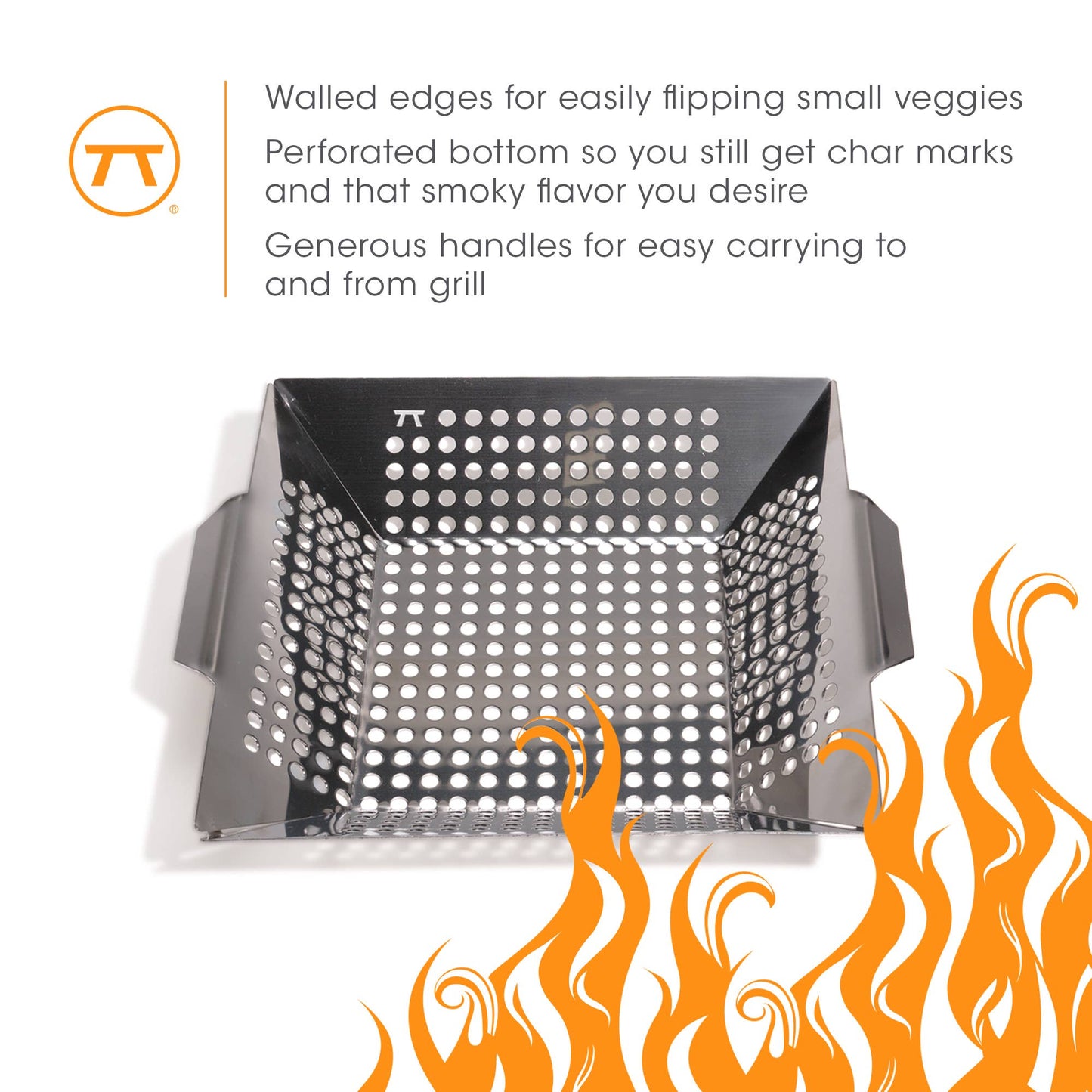Outset Square Grill Wok, Stainless Steel, 12" x 12"