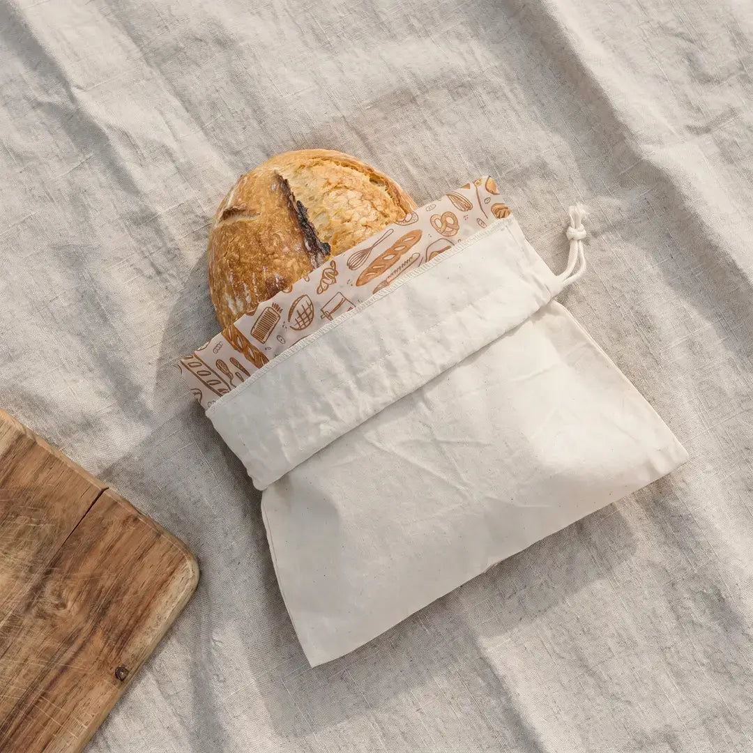 Bees Wrap Reusable Beeswax Lined Artisan Bread Bag - Natural