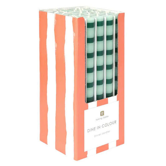 Green Stripe Dinner Candles