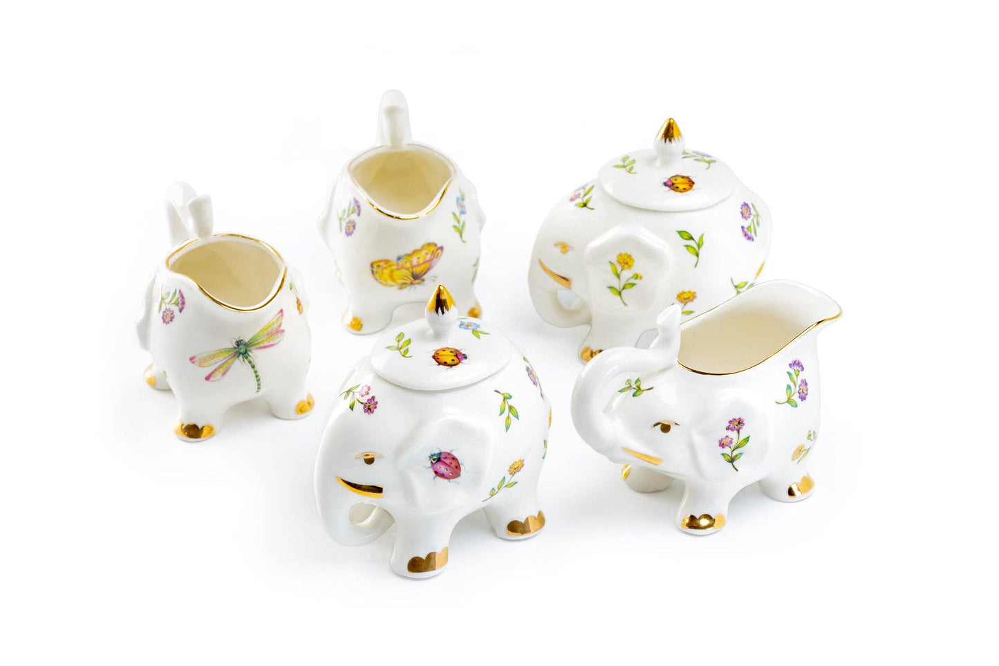 Summer Garden Elephant Fine Porcelain Sugar & Creamer Set