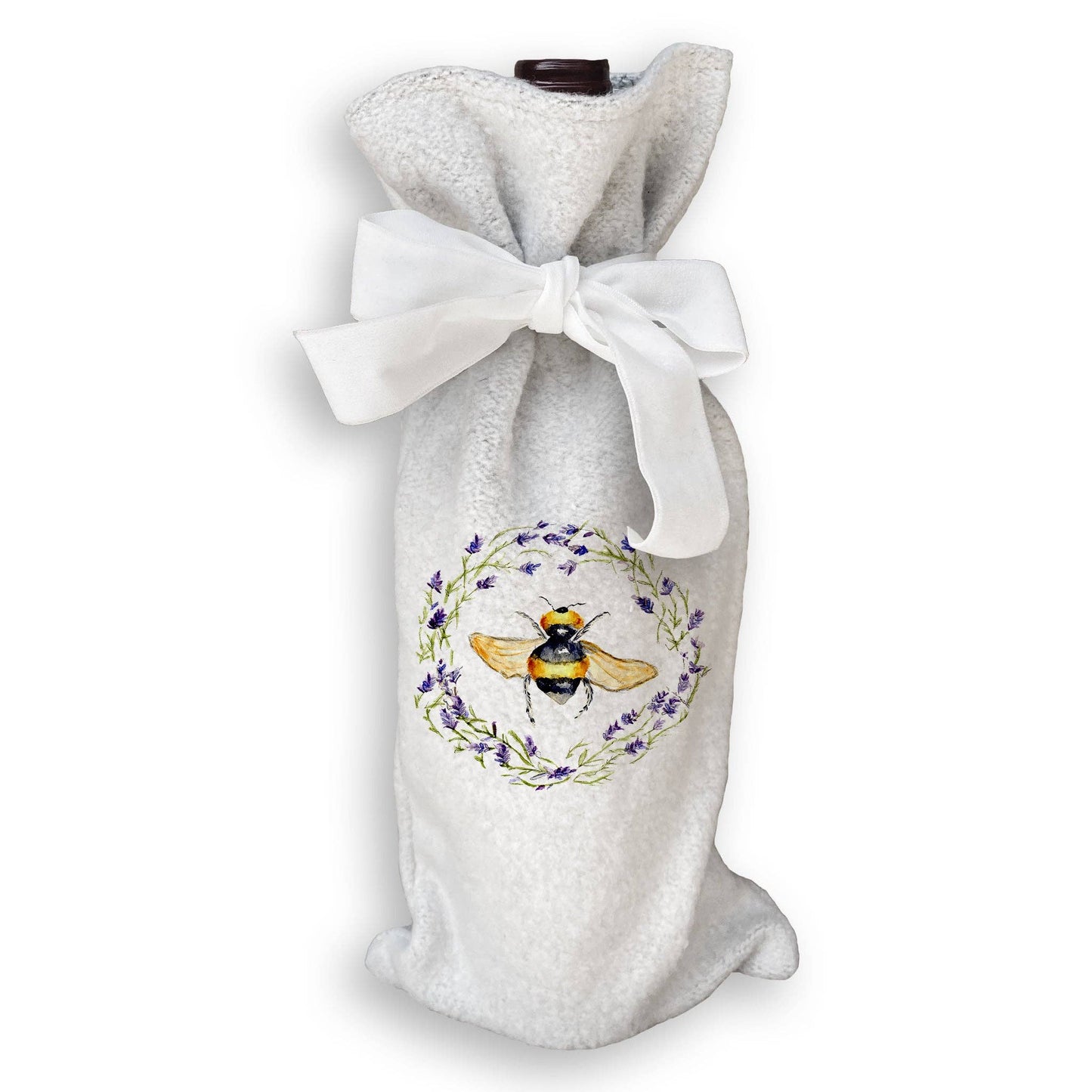 Bee with Lavender Wreath: Dishtowel / -