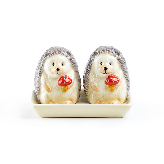 Gift Boxed Hedgehog Figurine Salt and Pepper Shaker Set