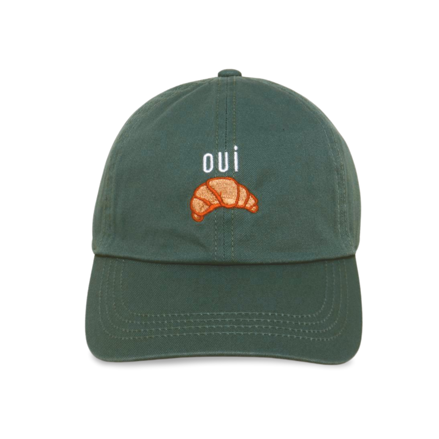OUI CROISSANT EMBROIDERED BASEBALL CAP: Beige