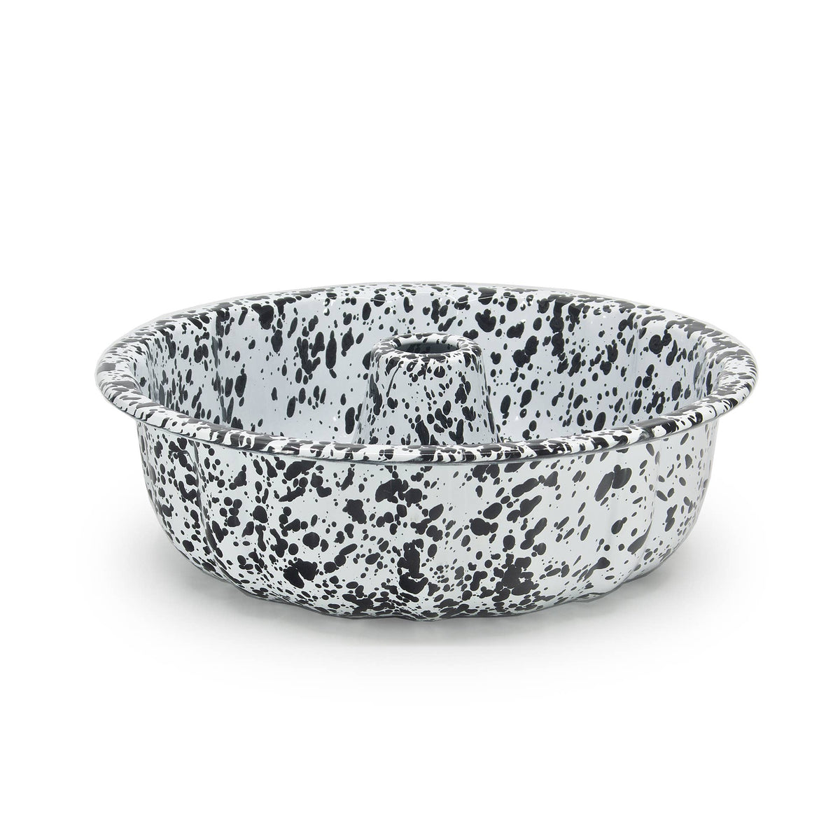 Splatter Enamelware Bundt Pan: Navy and Cream Splatter