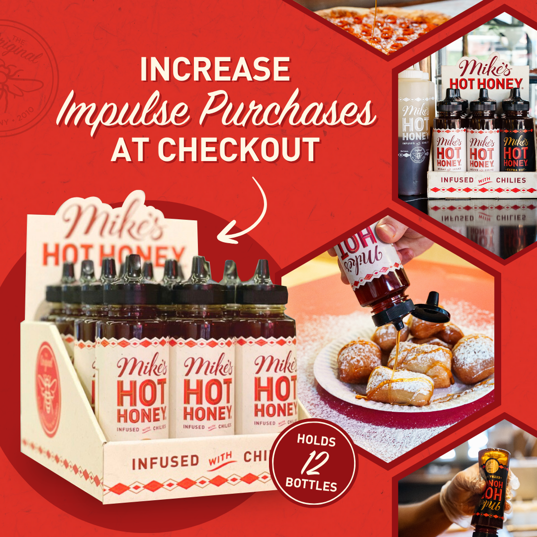 Counter Display + 12 Mike's Hot Honey Squeeze Bottles