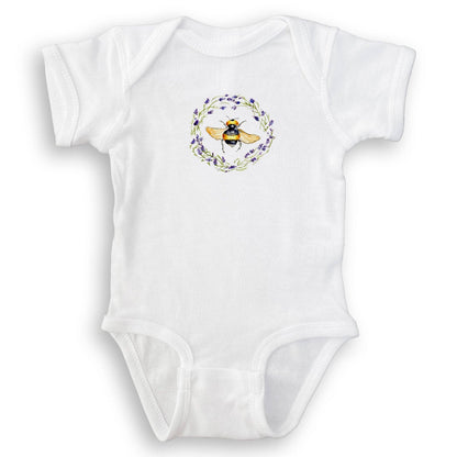 Bee with Lavender Wreath: Dishtowel / -