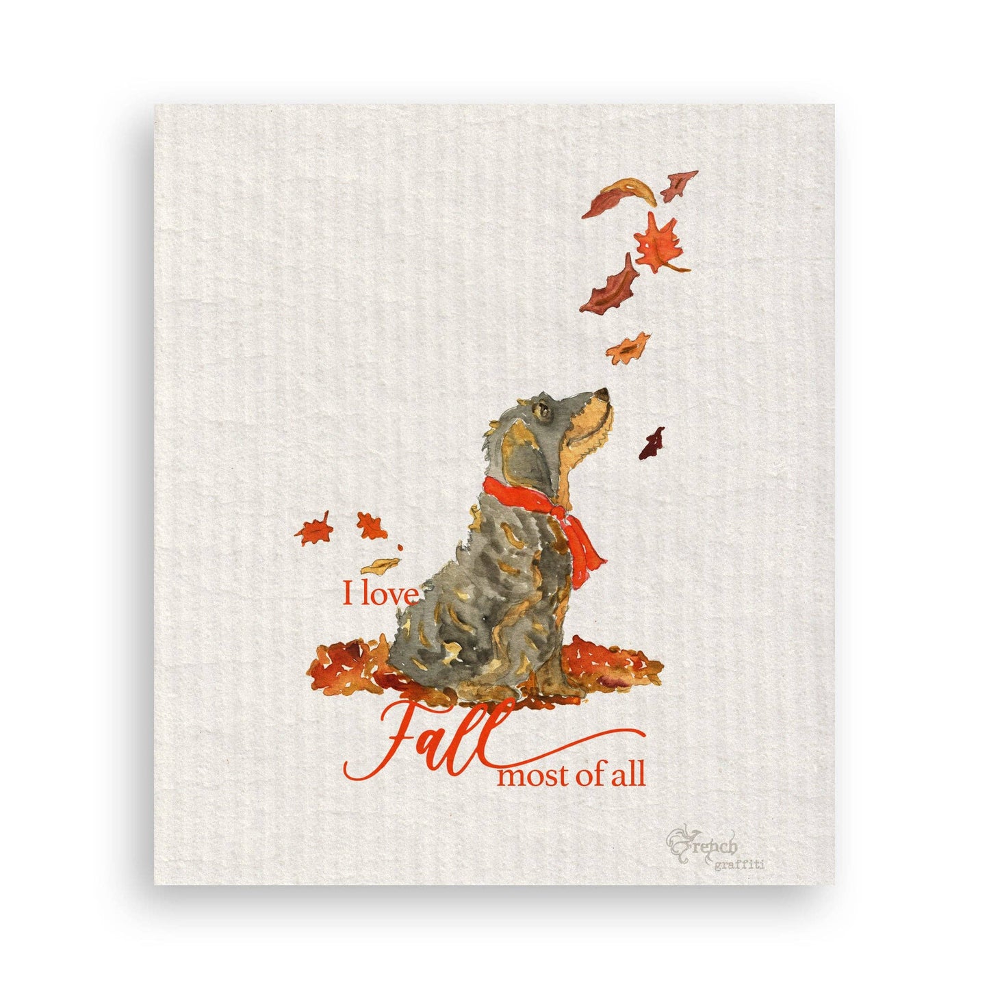I Love Fall Dog: Dishtowel / Remove Words / -