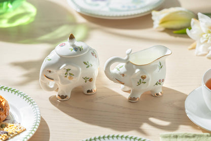 Summer Garden Elephant Fine Porcelain Sugar & Creamer Set
