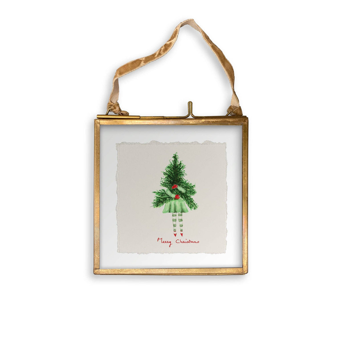 Lady with Christmas Tree: Dishtowel / Keep Words / -