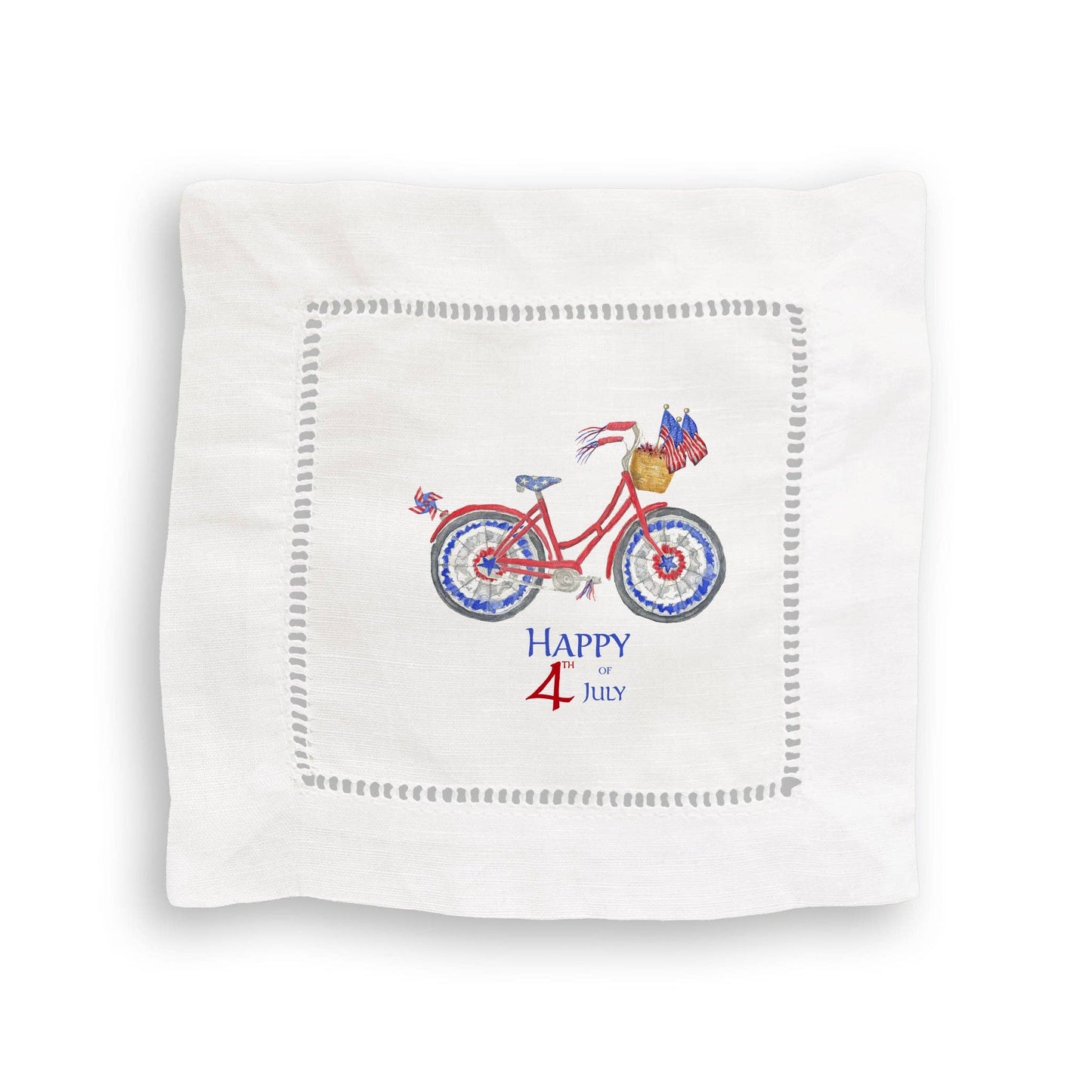 Patriotic Bike with Happy Fourth of July: Dishtowel / -