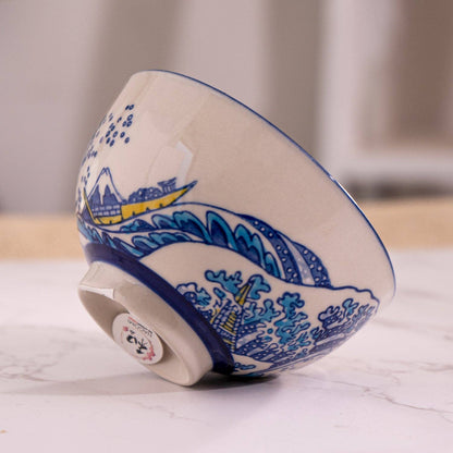 Great Wave Porcelain Rice Bowl – 4.5 in. Round, 10 oz