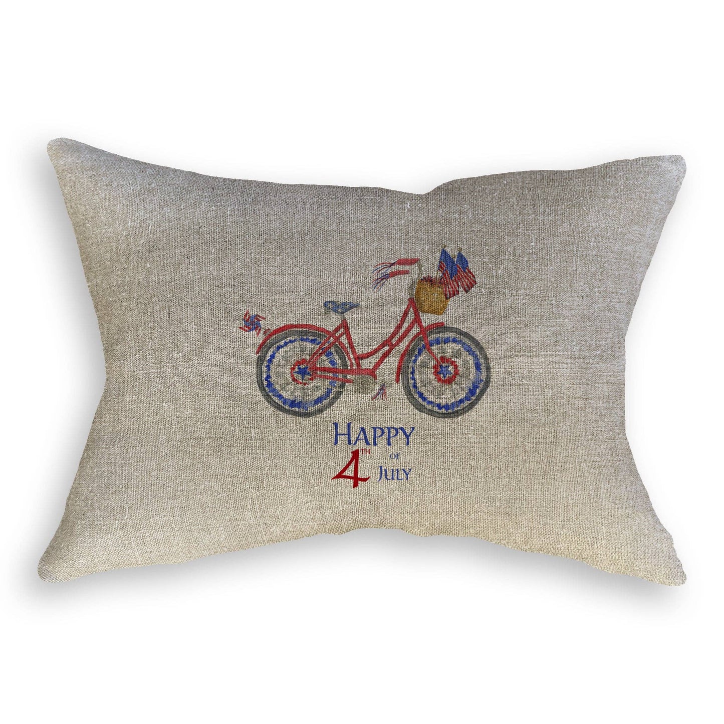 Patriotic Bike with Happy Fourth of July: Dishtowel / -