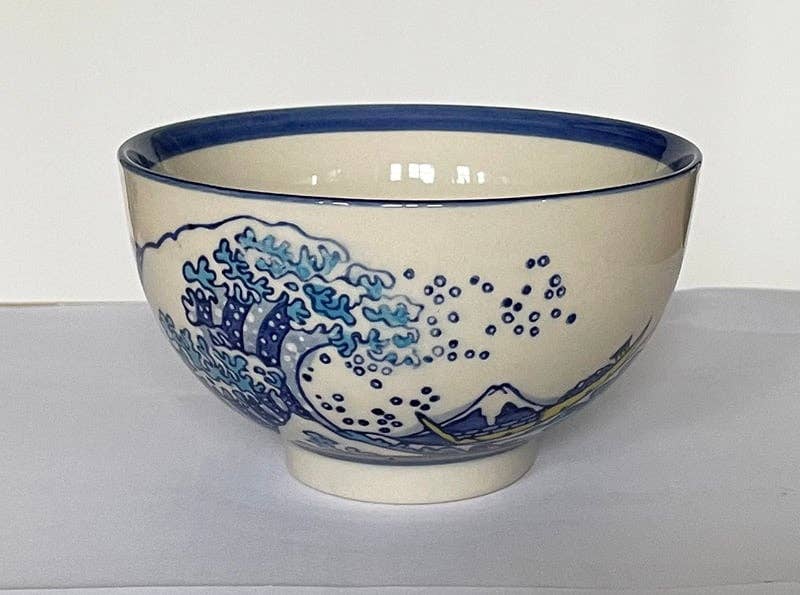 Great Wave Porcelain Rice Bowl – 4.5 in. Round, 10 oz
