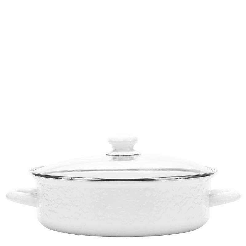 Golden Rabbit Enamelware Swirl Sm Saute Pan: Solid White