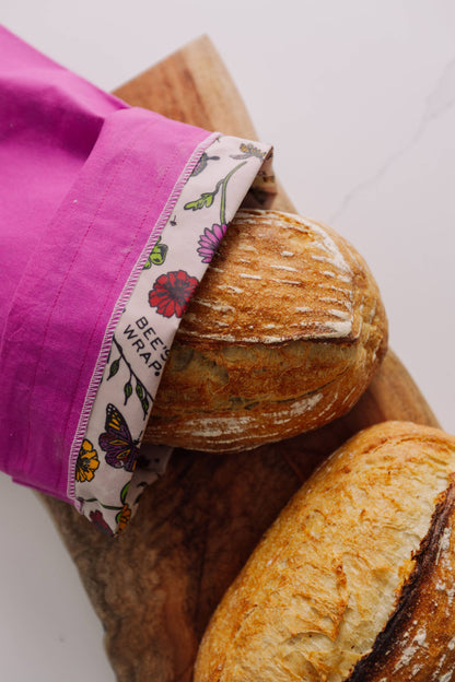 Bees Wrap Reusable Beeswax Lined Artisan Bread Bag - Magenta