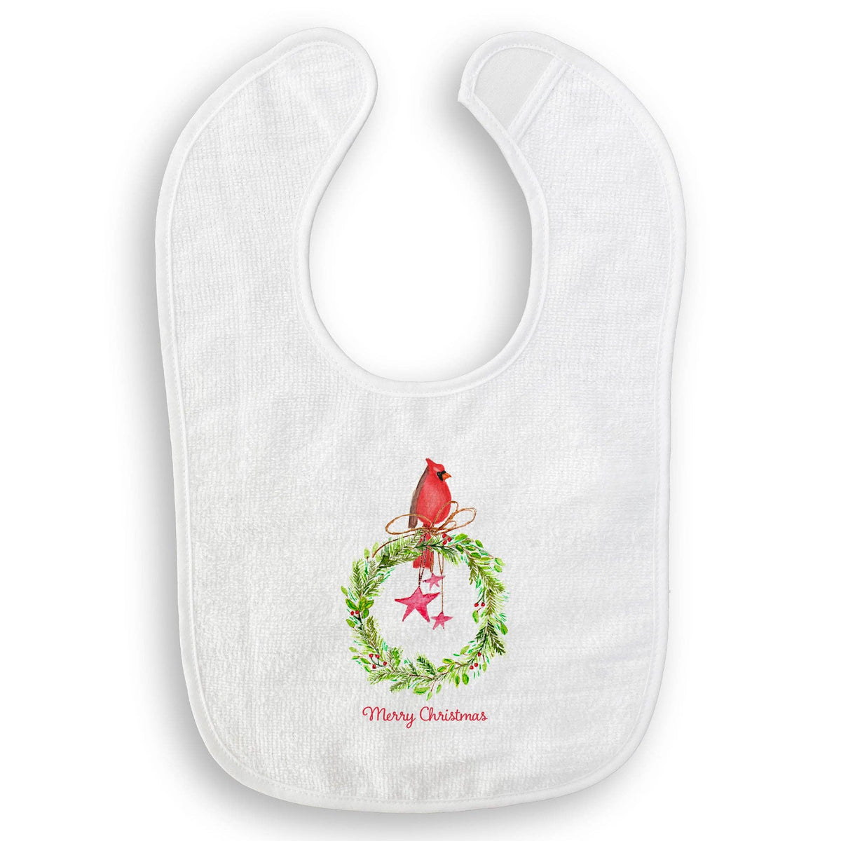 Cardinal Sitting On Wreath with Stars: Dishtowel / -
