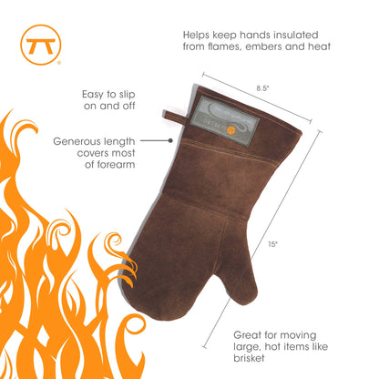 Outset Brown Leather Grill Mitt, 8.5” x 15”
