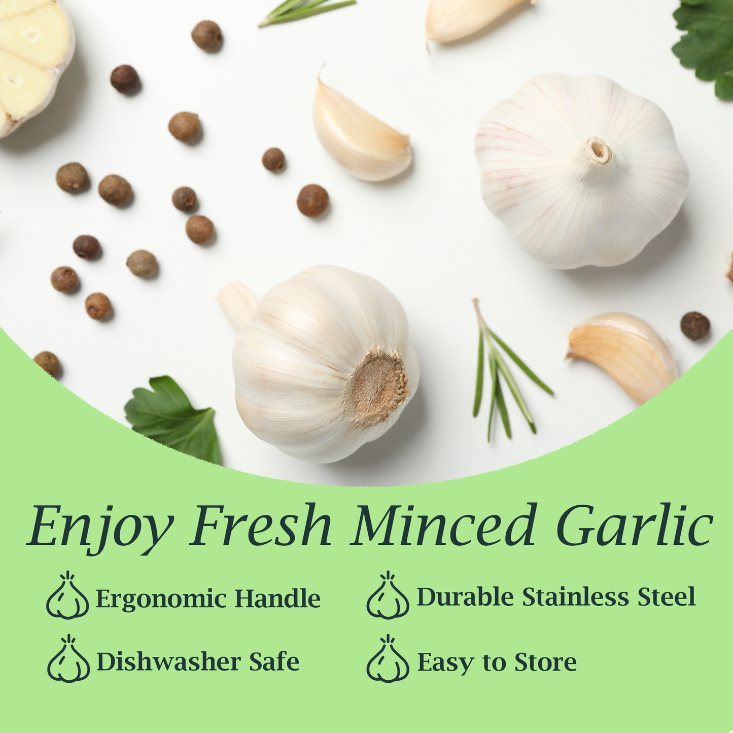 Fox Run Stainless Steel Garlic Rocker Press, Garlic Mincer
