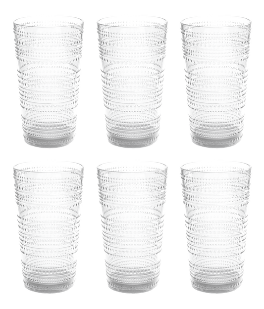 Beaded Tall Tumbler Shatterproof Premium Plastic Drinkware: Clear