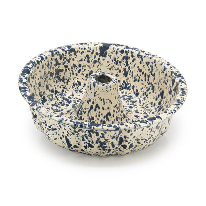 Splatter Enamelware Bundt Pan: Green and Cream Splatter