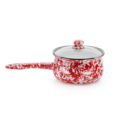 Golden Rabbit Enamelware Swirl Sauce Pan: Cobalt Swirl