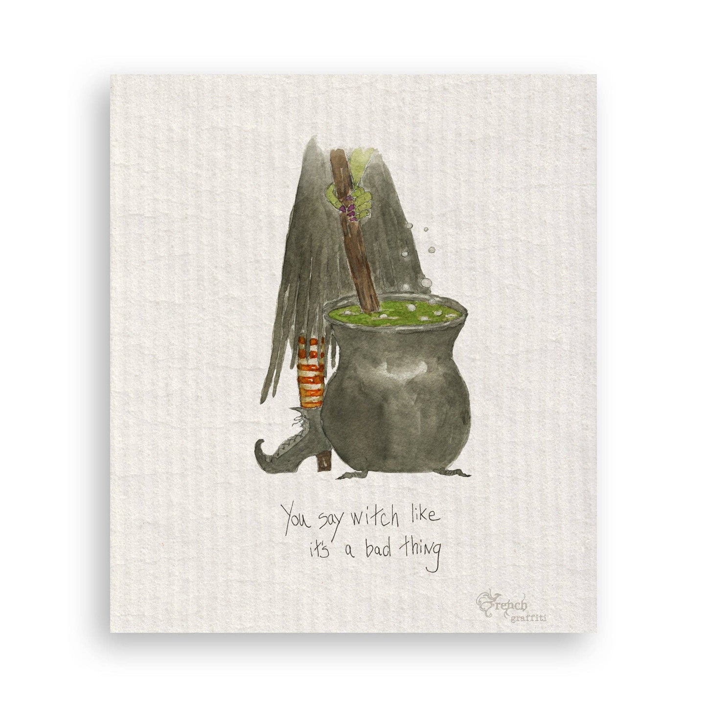 Witch Stirring Pot: Dishtowel / Remove Words / -