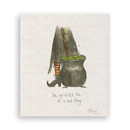 Witch Stirring Pot: Dishtowel / Remove Words / -