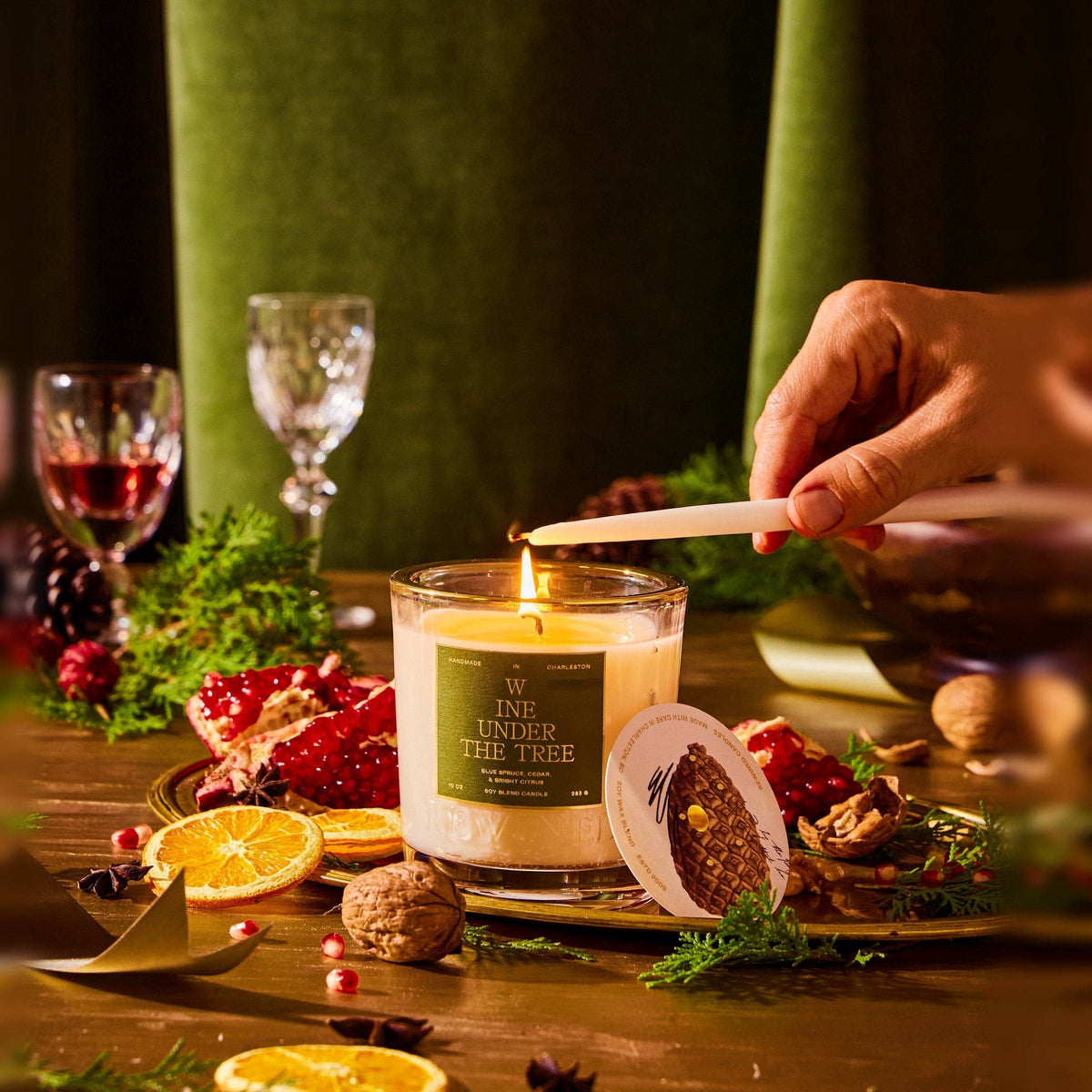 Rewined Wine Under The Tree Holiday Candle 6 oz | Blue Spruce, Bright Citrus, Cedar