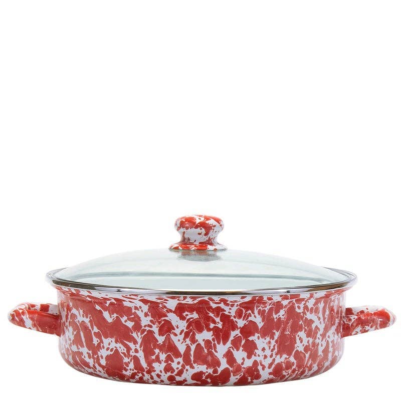 Golden Rabbit Enamelware Swirl Sm Saute Pan: Solid White