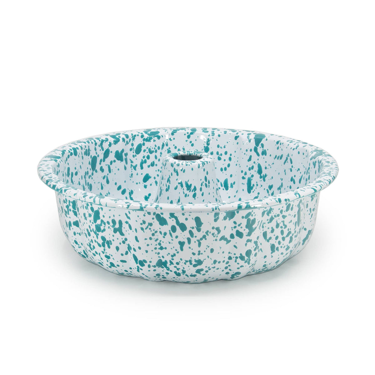 Splatter Enamelware Bundt Pan: Navy and Cream Splatter
