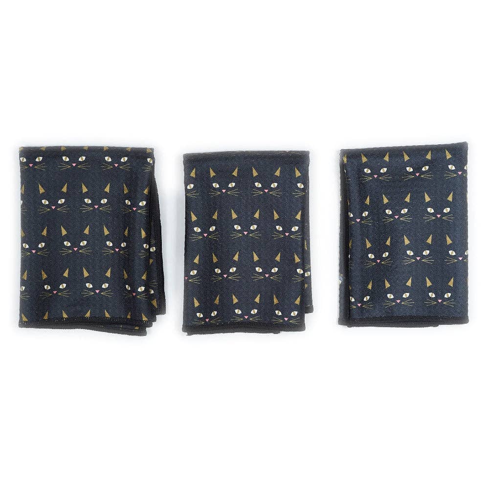 Mighty Mini Towel (Set of 3) Reversible - HJ Black Cat: Olive