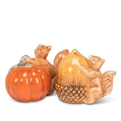 Squirrel with Pumpkin & Acorn Salt and Pepper Shakers