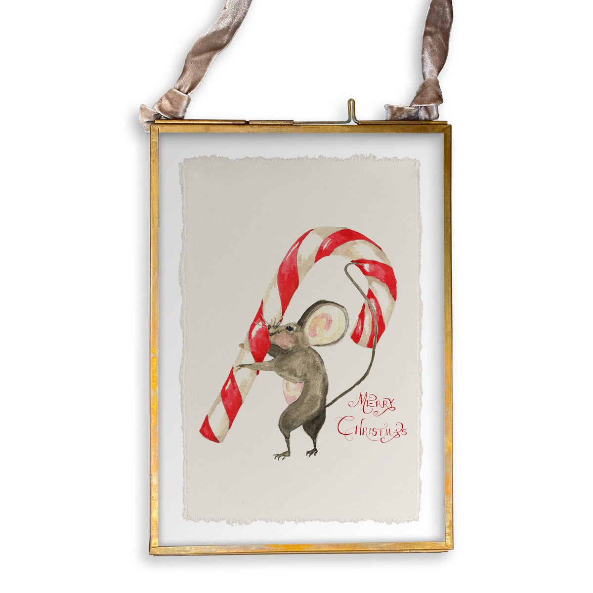 Mouse with Candy Cane: Dishtowel / Keep Words / -