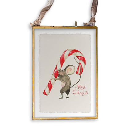 Mouse with Candy Cane: Dishtowel / Keep Words / -