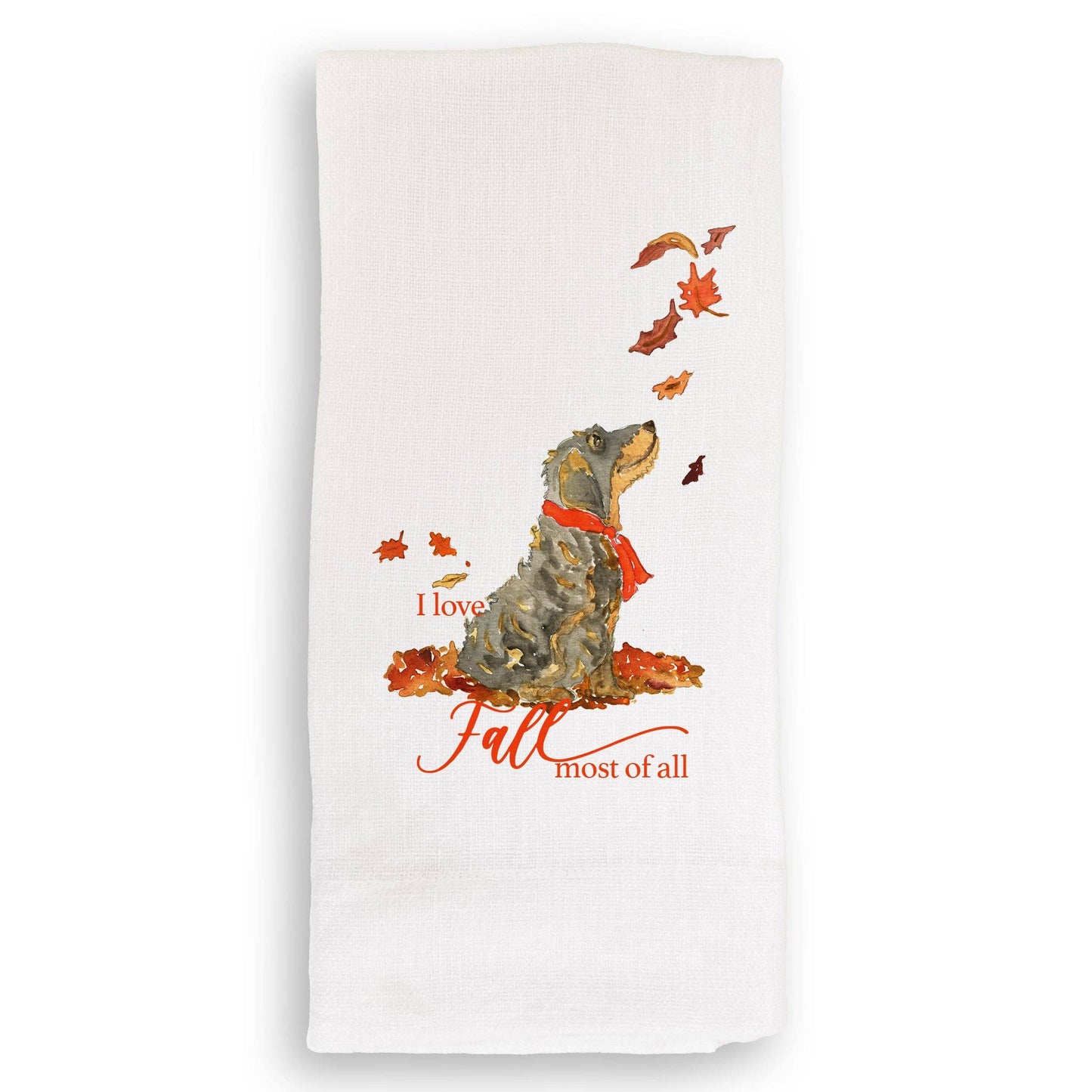 I Love Fall Dog: Dishtowel / Remove Words / -