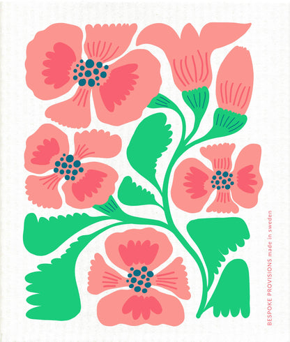 Hibiscus  Swedish Dishcloth - Reusable Sponge Cloth