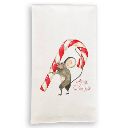 Mouse with Candy Cane: Dishtowel / Keep Words / -