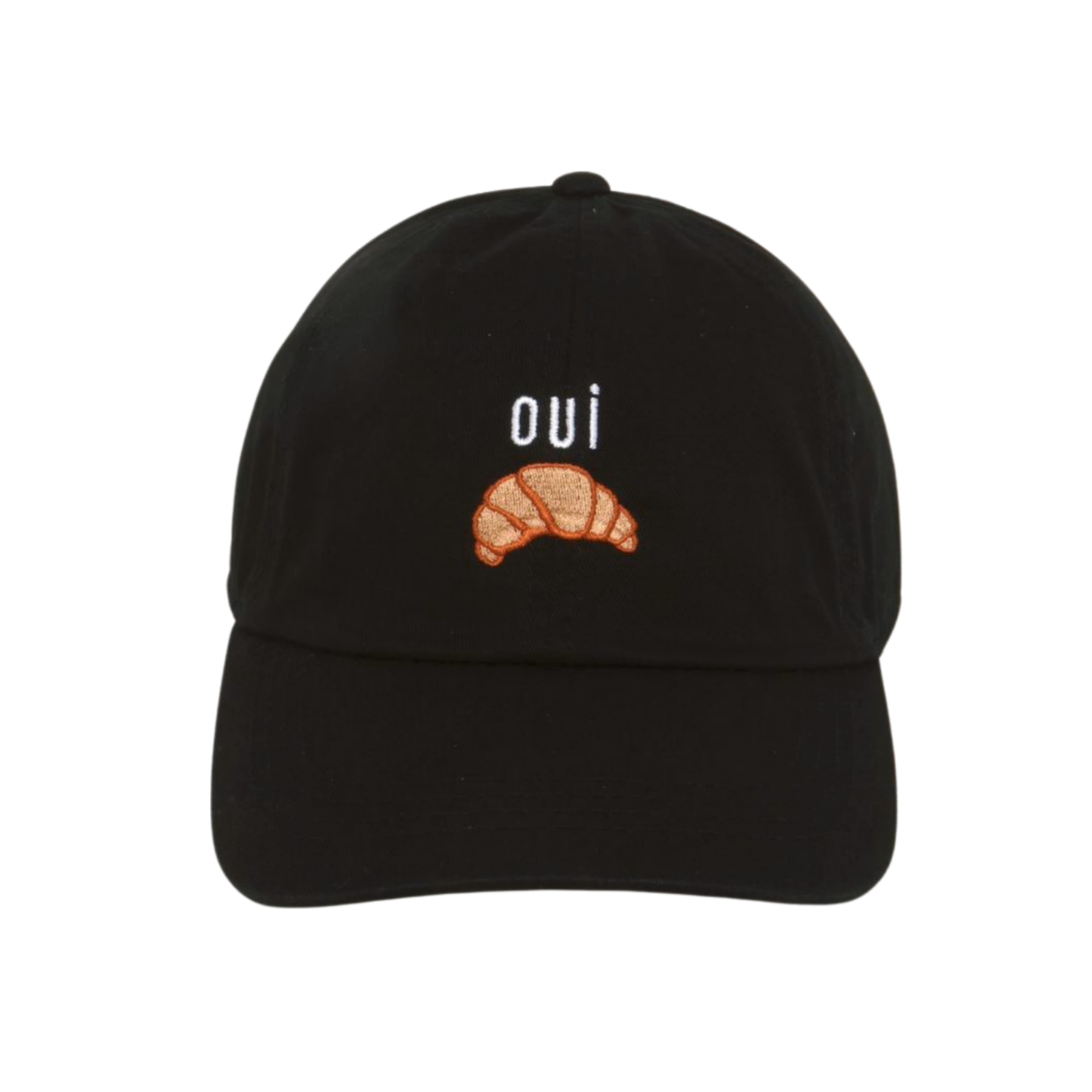 OUI CROISSANT EMBROIDERED BASEBALL CAP: Beige