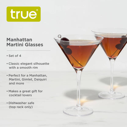 Manhattan Stemmed Glass Martini Cocktail Glasses Set of 4