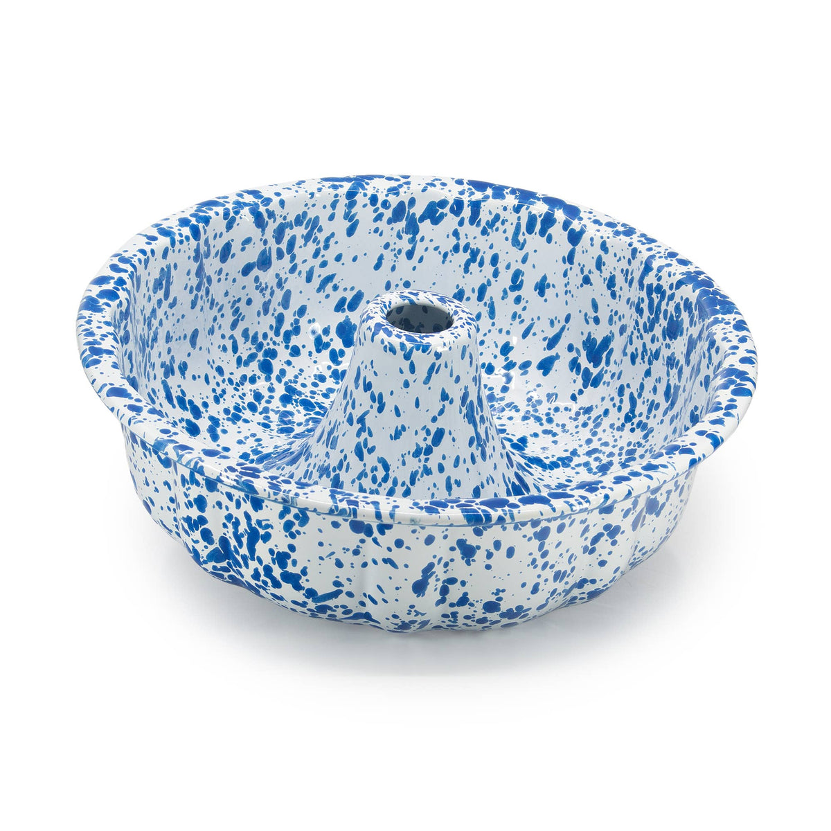 Splatter Enamelware Bundt Pan: Green and Cream Splatter