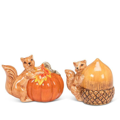 Squirrel with Pumpkin & Acorn Salt and Pepper Shakers