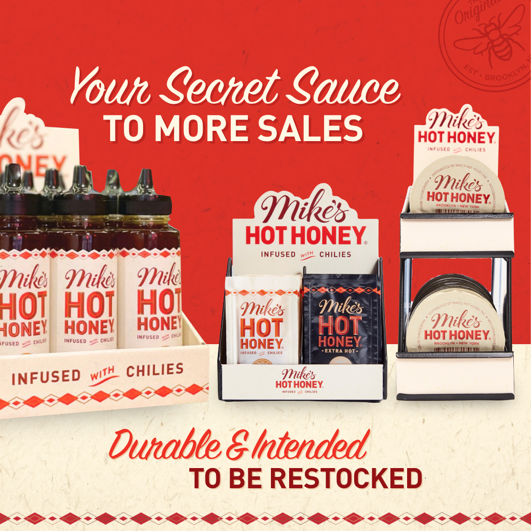 Counter Display + 12 Mike's Hot Honey Squeeze Bottles