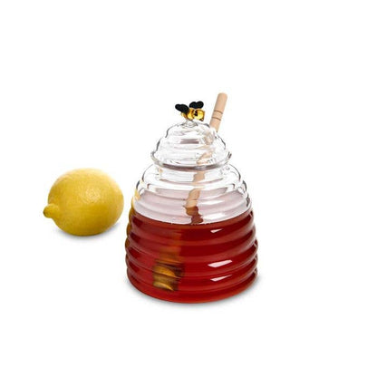 HIC Kitchen Glass Honey Jar With Lid And Honey Dipper