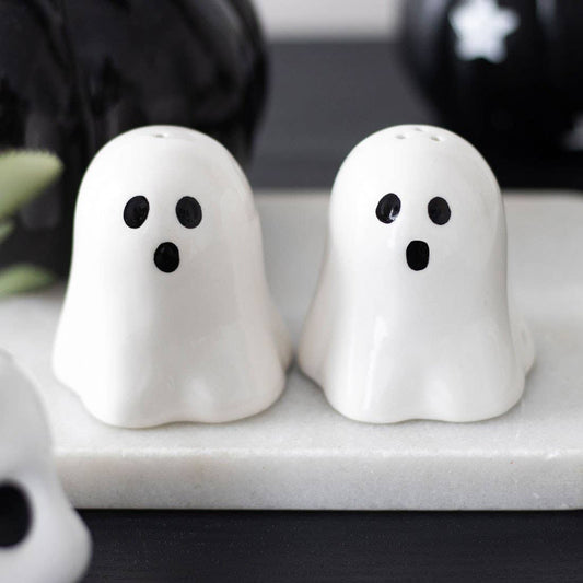 Scary Halloween Ghosts Ceramic Salt & Pepper Shakers Set