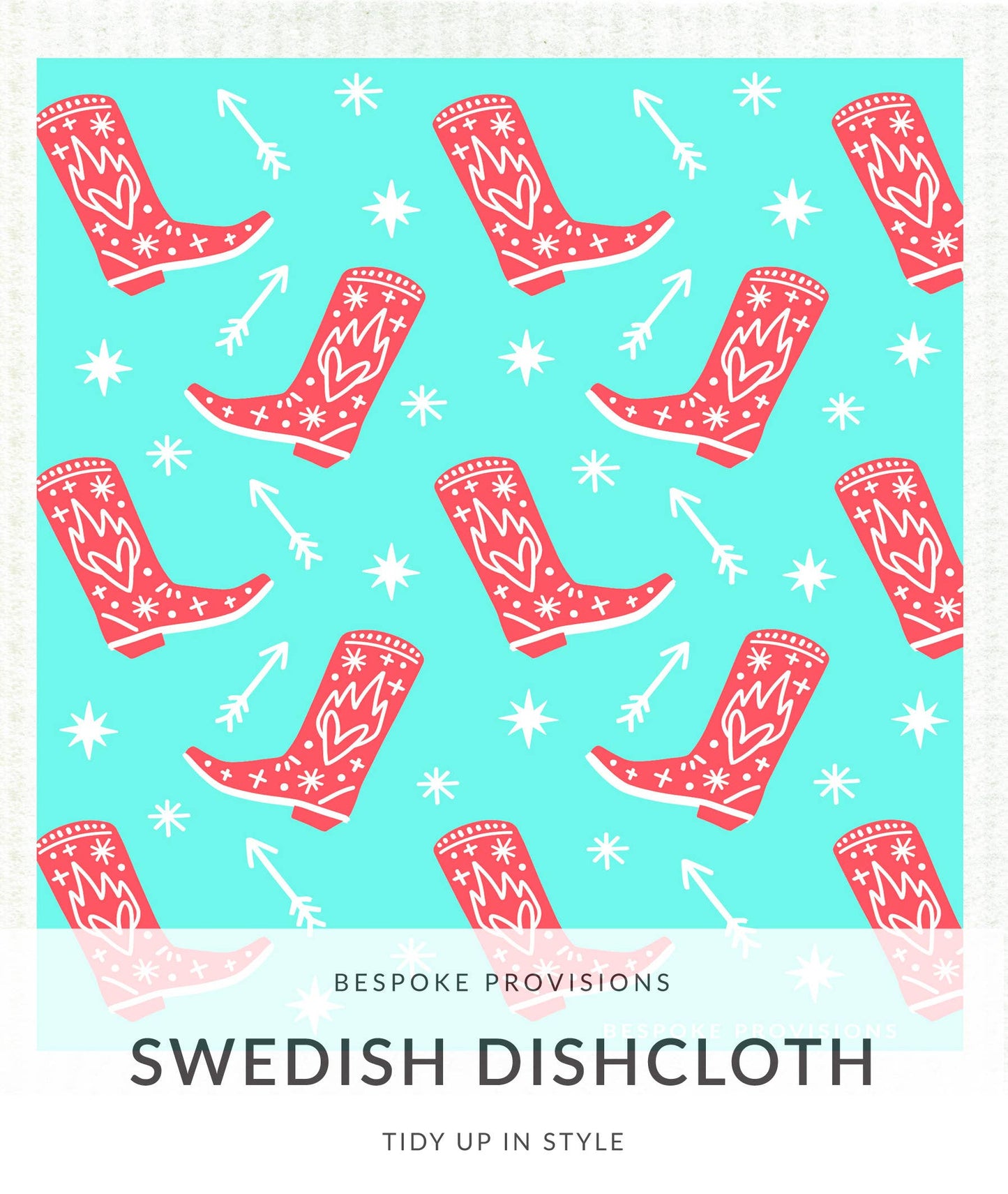 Cowboy Boots  Swedish Dishcloth - Reusable Sponge Cloth